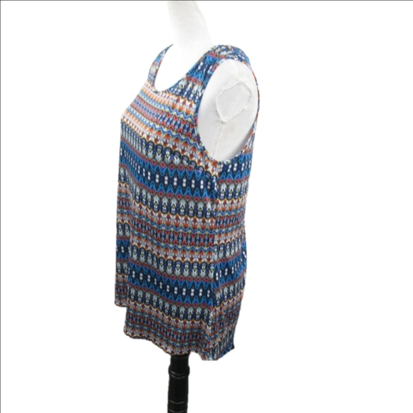 Roz & Ali Patterned Sleeveless Split Back Tank Blouse Size Medium - Picture 3 of 7